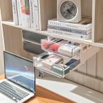 submatches Under Desk Drawer Organizer Slide Out, Hidden Self- adhesive Under Desk Storage Drawer with 2 Layers, Add a Drawer Under Table Storage Pencil Drawer for Office/Classroom/Home, White - Image 5